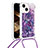 Silikon Hülle Handyhülle Gummi Schutzhülle Flexible Tasche Bling-Bling mit Schlüsselband Lanyard S03 für Apple iPhone 14