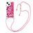 Silikon Hülle Handyhülle Gummi Schutzhülle Flexible Tasche Bling-Bling mit Schlüsselband Lanyard S03 für Apple iPhone 14