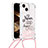 Silikon Hülle Handyhülle Gummi Schutzhülle Flexible Tasche Bling-Bling mit Schlüsselband Lanyard S03 für Apple iPhone 14