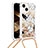 Silikon Hülle Handyhülle Gummi Schutzhülle Flexible Tasche Bling-Bling mit Schlüsselband Lanyard S03 für Apple iPhone 14