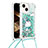 Silikon Hülle Handyhülle Gummi Schutzhülle Flexible Tasche Bling-Bling mit Schlüsselband Lanyard S03 für Apple iPhone 14