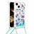 Silikon Hülle Handyhülle Gummi Schutzhülle Flexible Tasche Bling-Bling mit Schlüsselband Lanyard S03 für Apple iPhone 14