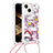 Silikon Hülle Handyhülle Gummi Schutzhülle Flexible Tasche Bling-Bling mit Schlüsselband Lanyard S03 für Apple iPhone 14 Rot