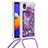 Silikon Hülle Handyhülle Gummi Schutzhülle Flexible Tasche Bling-Bling mit Schlüsselband Lanyard S03 für Samsung Galaxy A01 Core Violett