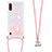 Silikon Hülle Handyhülle Gummi Schutzhülle Flexible Tasche Bling-Bling mit Schlüsselband Lanyard S03 für Samsung Galaxy A01 SM-A015 Rosa