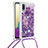 Silikon Hülle Handyhülle Gummi Schutzhülle Flexible Tasche Bling-Bling mit Schlüsselband Lanyard S03 für Samsung Galaxy A02