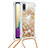 Silikon Hülle Handyhülle Gummi Schutzhülle Flexible Tasche Bling-Bling mit Schlüsselband Lanyard S03 für Samsung Galaxy A02 Gold