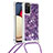 Silikon Hülle Handyhülle Gummi Schutzhülle Flexible Tasche Bling-Bling mit Schlüsselband Lanyard S03 für Samsung Galaxy A03s Violett