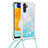 Silikon Hülle Handyhülle Gummi Schutzhülle Flexible Tasche Bling-Bling mit Schlüsselband Lanyard S03 für Samsung Galaxy A04s