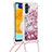 Silikon Hülle Handyhülle Gummi Schutzhülle Flexible Tasche Bling-Bling mit Schlüsselband Lanyard S03 für Samsung Galaxy A04s