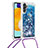 Silikon Hülle Handyhülle Gummi Schutzhülle Flexible Tasche Bling-Bling mit Schlüsselband Lanyard S03 für Samsung Galaxy A04s Blau