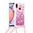 Silikon Hülle Handyhülle Gummi Schutzhülle Flexible Tasche Bling-Bling mit Schlüsselband Lanyard S03 für Samsung Galaxy A10s