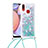Silikon Hülle Handyhülle Gummi Schutzhülle Flexible Tasche Bling-Bling mit Schlüsselband Lanyard S03 für Samsung Galaxy A10s Grün