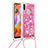 Silikon Hülle Handyhülle Gummi Schutzhülle Flexible Tasche Bling-Bling mit Schlüsselband Lanyard S03 für Samsung Galaxy A11