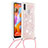 Silikon Hülle Handyhülle Gummi Schutzhülle Flexible Tasche Bling-Bling mit Schlüsselband Lanyard S03 für Samsung Galaxy A11