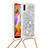 Silikon Hülle Handyhülle Gummi Schutzhülle Flexible Tasche Bling-Bling mit Schlüsselband Lanyard S03 für Samsung Galaxy A11 Silber