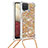 Silikon Hülle Handyhülle Gummi Schutzhülle Flexible Tasche Bling-Bling mit Schlüsselband Lanyard S03 für Samsung Galaxy A12 5G Gold