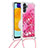 Silikon Hülle Handyhülle Gummi Schutzhülle Flexible Tasche Bling-Bling mit Schlüsselband Lanyard S03 für Samsung Galaxy A13 5G Pink