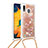 Silikon Hülle Handyhülle Gummi Schutzhülle Flexible Tasche Bling-Bling mit Schlüsselband Lanyard S03 für Samsung Galaxy A20