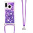 Silikon Hülle Handyhülle Gummi Schutzhülle Flexible Tasche Bling-Bling mit Schlüsselband Lanyard S03 für Samsung Galaxy A20e Violett