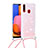 Silikon Hülle Handyhülle Gummi Schutzhülle Flexible Tasche Bling-Bling mit Schlüsselband Lanyard S03 für Samsung Galaxy A20s