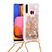 Silikon Hülle Handyhülle Gummi Schutzhülle Flexible Tasche Bling-Bling mit Schlüsselband Lanyard S03 für Samsung Galaxy A20s Gold