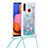 Silikon Hülle Handyhülle Gummi Schutzhülle Flexible Tasche Bling-Bling mit Schlüsselband Lanyard S03 für Samsung Galaxy A20s Grün
