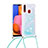 Silikon Hülle Handyhülle Gummi Schutzhülle Flexible Tasche Bling-Bling mit Schlüsselband Lanyard S03 für Samsung Galaxy A20s Hellblau