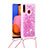 Silikon Hülle Handyhülle Gummi Schutzhülle Flexible Tasche Bling-Bling mit Schlüsselband Lanyard S03 für Samsung Galaxy A20s Pink