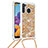 Silikon Hülle Handyhülle Gummi Schutzhülle Flexible Tasche Bling-Bling mit Schlüsselband Lanyard S03 für Samsung Galaxy A21 Gold