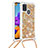 Silikon Hülle Handyhülle Gummi Schutzhülle Flexible Tasche Bling-Bling mit Schlüsselband Lanyard S03 für Samsung Galaxy A21s