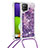 Silikon Hülle Handyhülle Gummi Schutzhülle Flexible Tasche Bling-Bling mit Schlüsselband Lanyard S03 für Samsung Galaxy A22 4G