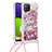 Silikon Hülle Handyhülle Gummi Schutzhülle Flexible Tasche Bling-Bling mit Schlüsselband Lanyard S03 für Samsung Galaxy A22 4G