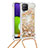 Silikon Hülle Handyhülle Gummi Schutzhülle Flexible Tasche Bling-Bling mit Schlüsselband Lanyard S03 für Samsung Galaxy A22 4G Gold