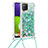 Silikon Hülle Handyhülle Gummi Schutzhülle Flexible Tasche Bling-Bling mit Schlüsselband Lanyard S03 für Samsung Galaxy A22 4G Grün