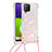 Silikon Hülle Handyhülle Gummi Schutzhülle Flexible Tasche Bling-Bling mit Schlüsselband Lanyard S03 für Samsung Galaxy A22 4G Rosa