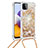 Silikon Hülle Handyhülle Gummi Schutzhülle Flexible Tasche Bling-Bling mit Schlüsselband Lanyard S03 für Samsung Galaxy A22 5G