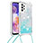 Silikon Hülle Handyhülle Gummi Schutzhülle Flexible Tasche Bling-Bling mit Schlüsselband Lanyard S03 für Samsung Galaxy A23 4G