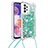 Silikon Hülle Handyhülle Gummi Schutzhülle Flexible Tasche Bling-Bling mit Schlüsselband Lanyard S03 für Samsung Galaxy A23 4G Grün
