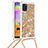 Silikon Hülle Handyhülle Gummi Schutzhülle Flexible Tasche Bling-Bling mit Schlüsselband Lanyard S03 für Samsung Galaxy A31 Gold