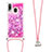 Silikon Hülle Handyhülle Gummi Schutzhülle Flexible Tasche Bling-Bling mit Schlüsselband Lanyard S03 für Samsung Galaxy A40 Pink