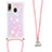 Silikon Hülle Handyhülle Gummi Schutzhülle Flexible Tasche Bling-Bling mit Schlüsselband Lanyard S03 für Samsung Galaxy A40 Rosa