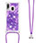 Silikon Hülle Handyhülle Gummi Schutzhülle Flexible Tasche Bling-Bling mit Schlüsselband Lanyard S03 für Samsung Galaxy A40 Violett