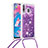 Silikon Hülle Handyhülle Gummi Schutzhülle Flexible Tasche Bling-Bling mit Schlüsselband Lanyard S03 für Samsung Galaxy A40s