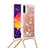 Silikon Hülle Handyhülle Gummi Schutzhülle Flexible Tasche Bling-Bling mit Schlüsselband Lanyard S03 für Samsung Galaxy A50