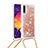 Silikon Hülle Handyhülle Gummi Schutzhülle Flexible Tasche Bling-Bling mit Schlüsselband Lanyard S03 für Samsung Galaxy A50S