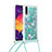 Silikon Hülle Handyhülle Gummi Schutzhülle Flexible Tasche Bling-Bling mit Schlüsselband Lanyard S03 für Samsung Galaxy A50S Grün