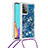 Silikon Hülle Handyhülle Gummi Schutzhülle Flexible Tasche Bling-Bling mit Schlüsselband Lanyard S03 für Samsung Galaxy A52 4G Blau