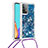 Silikon Hülle Handyhülle Gummi Schutzhülle Flexible Tasche Bling-Bling mit Schlüsselband Lanyard S03 für Samsung Galaxy A52s 5G Blau