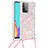 Silikon Hülle Handyhülle Gummi Schutzhülle Flexible Tasche Bling-Bling mit Schlüsselband Lanyard S03 für Samsung Galaxy A52s 5G Rosa